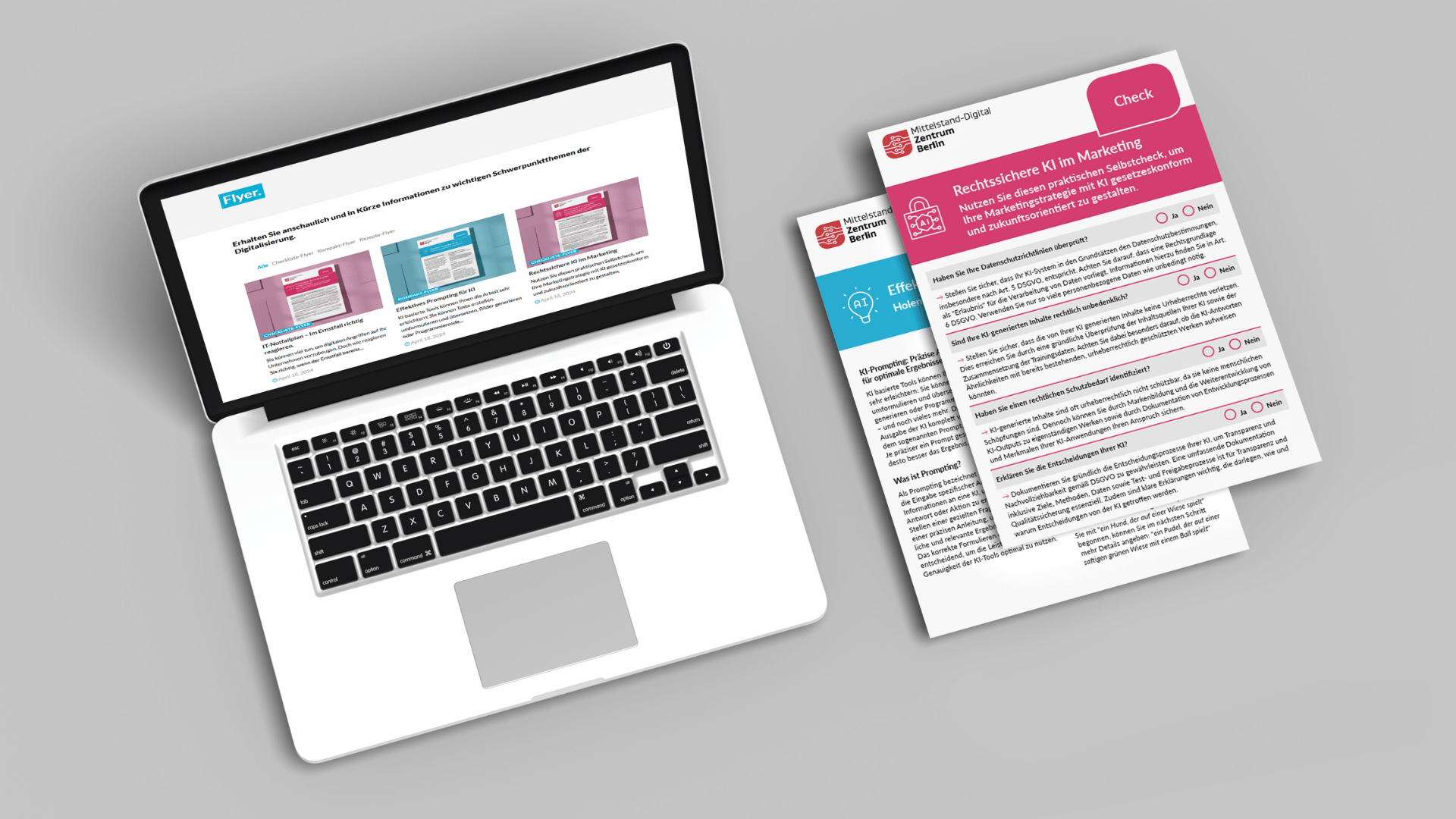 Praxiswissen zum Mitnehmen – unsere Flyer und Checklisten