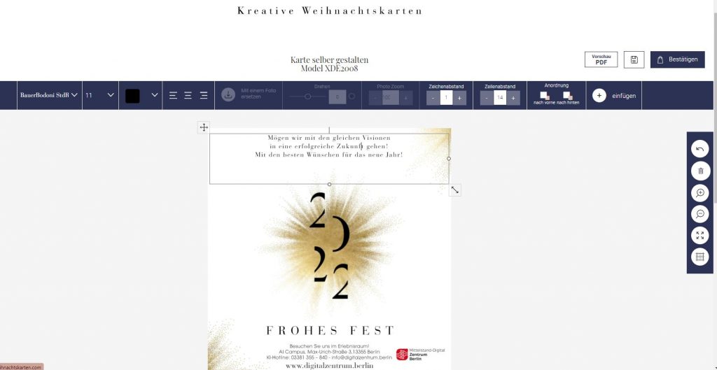 Etwas moderner und vielfältiger sieht es auf kreative-weihnachtskarten.com aus, ein Service, der von dem bayrischen Stanhope Verlag angeboten wird. 